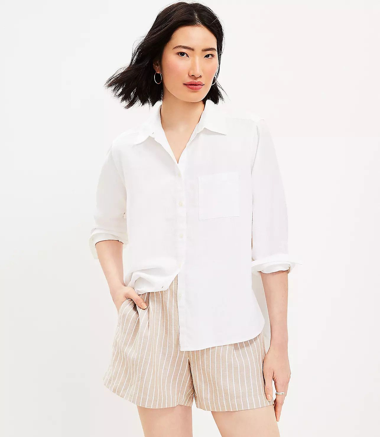 Petite Linen Blend Relaxed Everyday Shirt | LOFT
