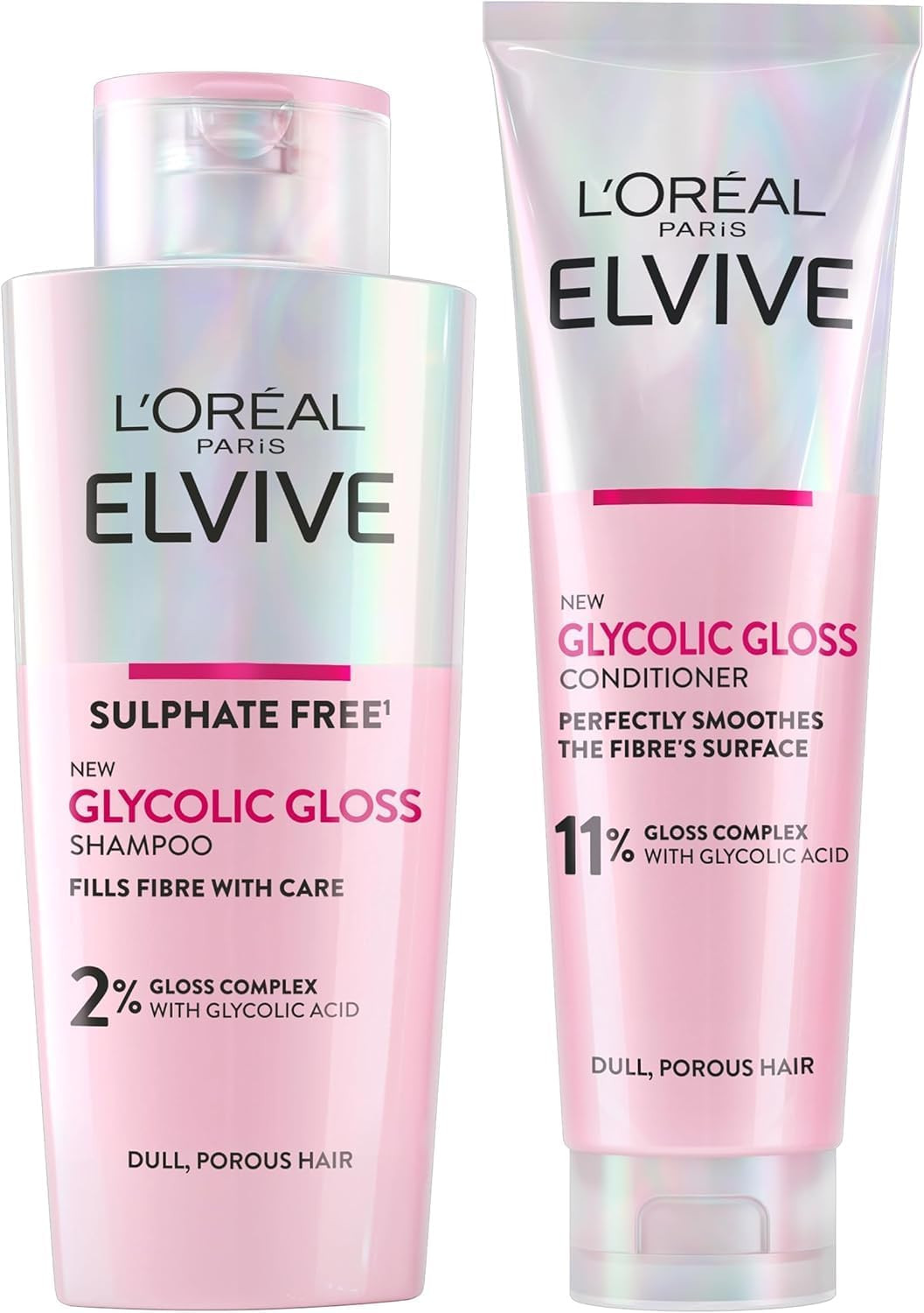L'Oréal Paris Elvive Glycolic Gloss for Dull Porous Hair, Get The Shiniest Hair of Your Life, Glossing Routine for Mirror-Like Shine, Shampoo, Conditioner, Lamination Treatment, Leave-In Serum Set | Amazon (UK)