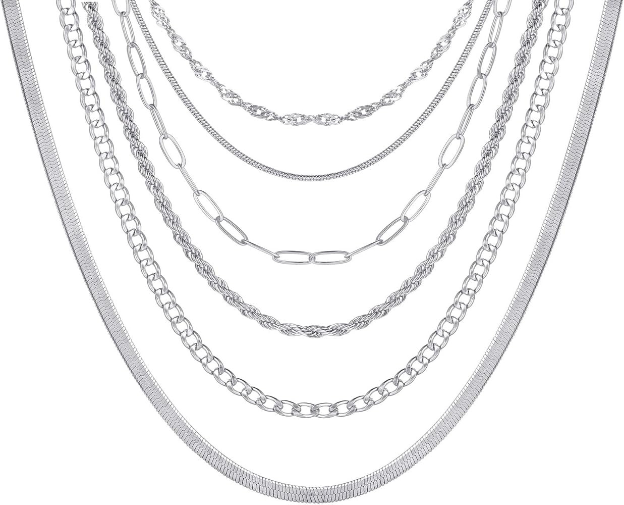 Amazon.com: FAXHION 6PCS Gold Layered Chain Necklaces for Women,18k Gold Dainty CZ Choker Necklac... | Amazon (US)