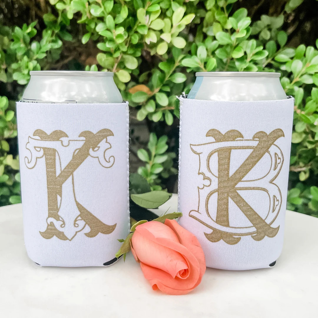 White And Gold Wedding Can Cooler Favors, Wedding Reception Favors, Elegant Wedding Favors, Custo... | Etsy (US)