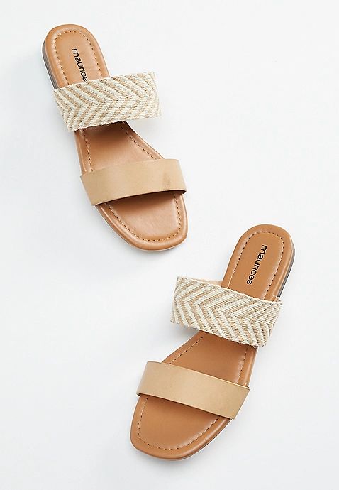Chelsea Tan Striped Weave Strap Sandals | Maurices