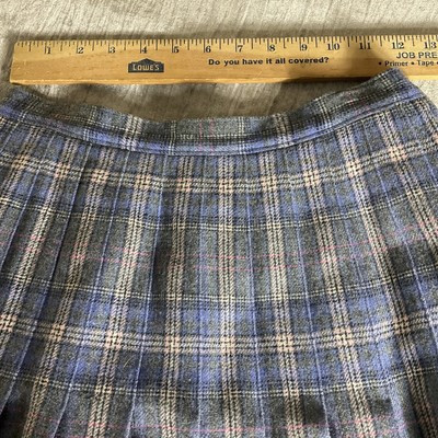 Vintage Size  10P Pendleton Pure Virgin Wool Skirt Pink Blue Gray Pleated Plaid  | eBay | eBay US