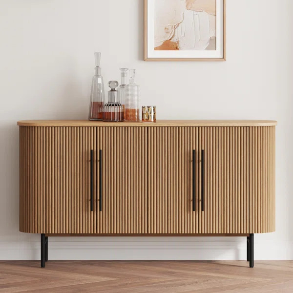 Penelope 60' Modern Sideboard with 4 Doors and Adjustable Shelves, Fluted Design | Wayfair North America