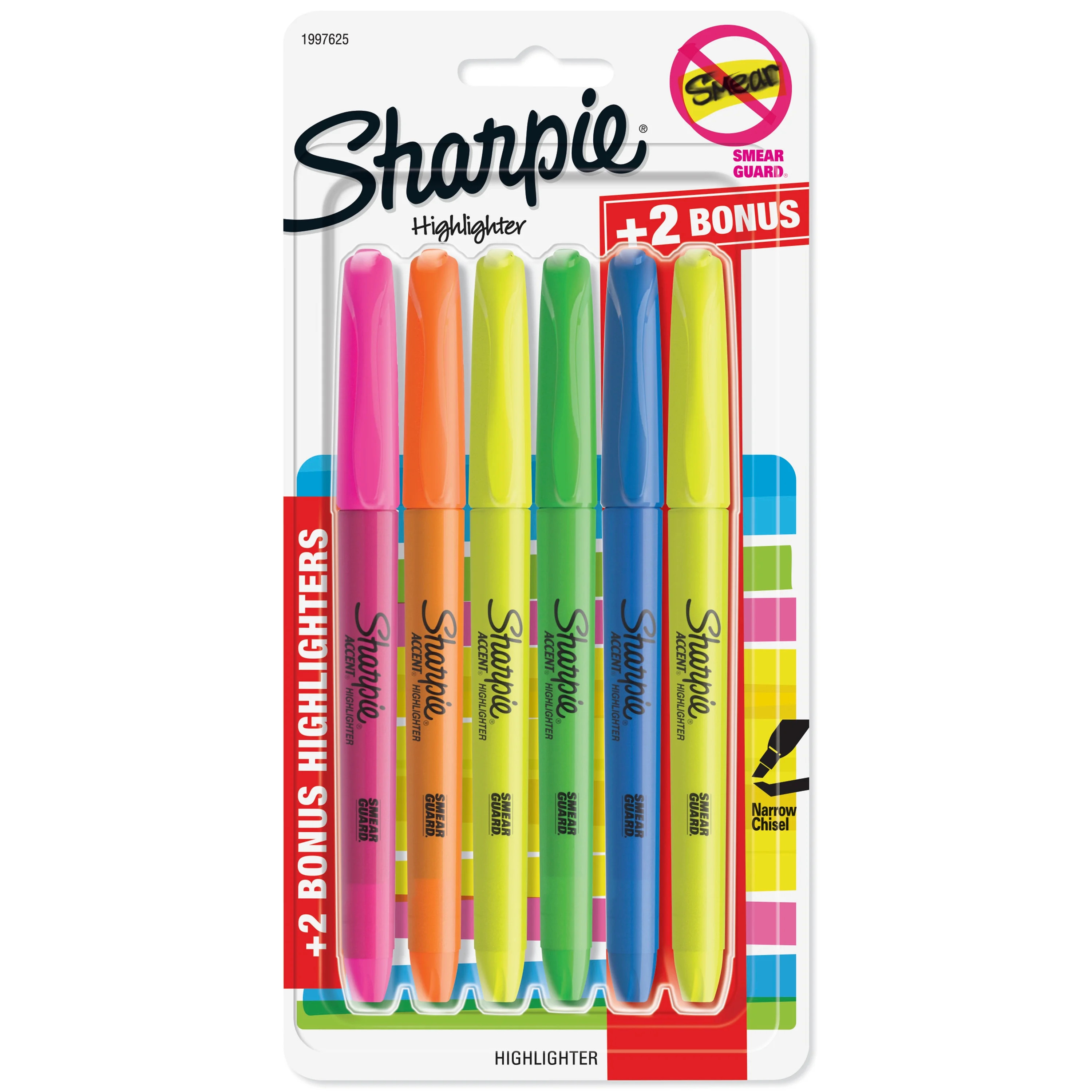 Sharpie Pocket Style Highlighters, Chisel Tip, Assorted Colors, Includes 2 Bonus Highlighters, 6 ... | Walmart (US)