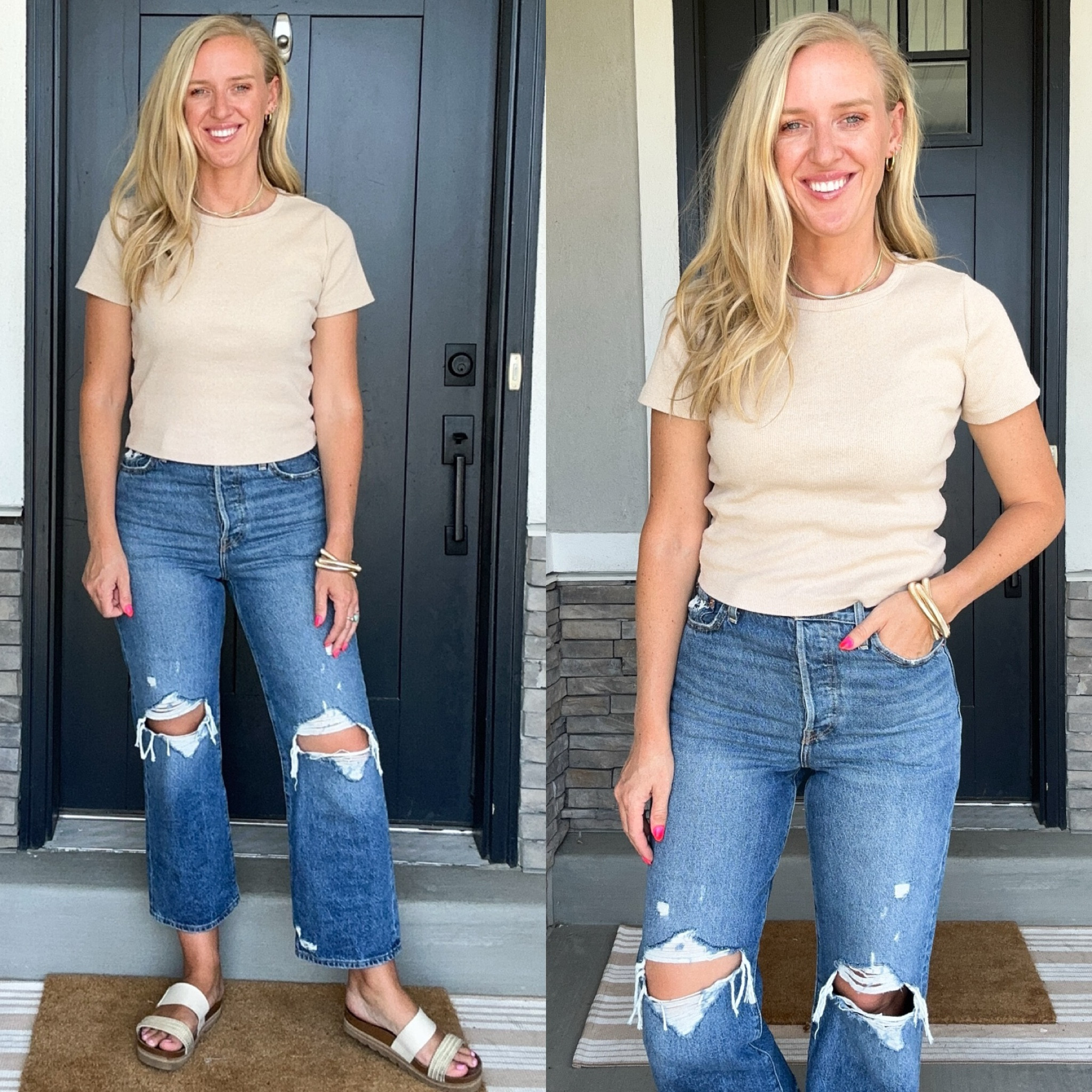 My tee is 30% off right now! Size medium. Size up one size on jeans, they run small 

#LTKSeasonal #LTKFindsUnder50 #LTKStyleTip