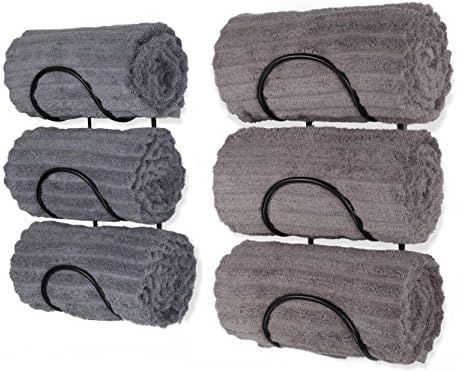 Wallniture Wrought Iron Metal Towel Rack - Solid Quality Wall Mountable for Bathroom Storage - Large | Amazon (US)