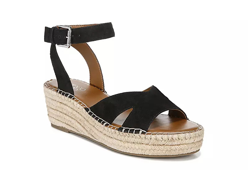 BLACK FRANCO SARTO Womens Pellia Wedge Sandal | Rack Room Shoes