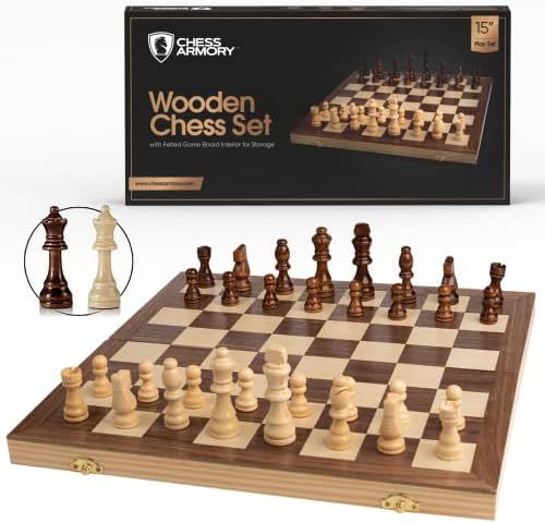 Chess Armory Chess Set 15" x 15" Wooden Chess Game Travel Chess Set - Folding Chess Board Set, St... | Amazon (US)