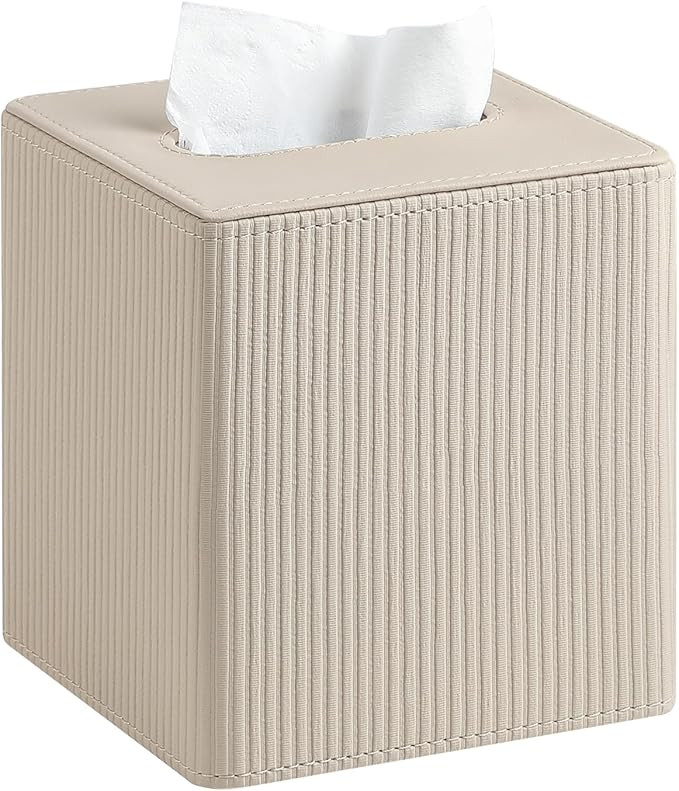 Tissue Box Cover Square with Magnetic Closure, PU Leather Tissue Box Holder for Bathroom NightSta... | Amazon (US)