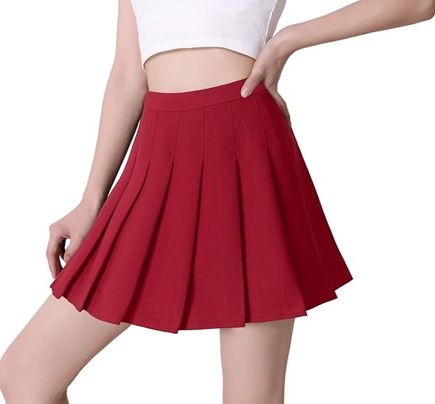 Hoerev Women Girls Short High Waist Pleated Skater Tennis School Skirt | Amazon (UK)