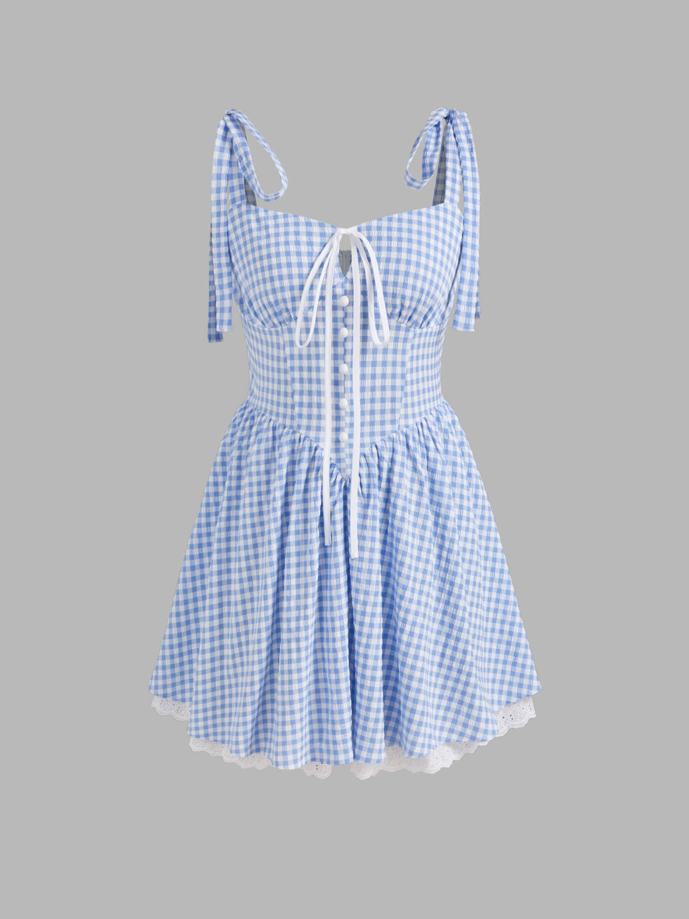 Sweetheart Gingham Knotted Mini Dress | Cider