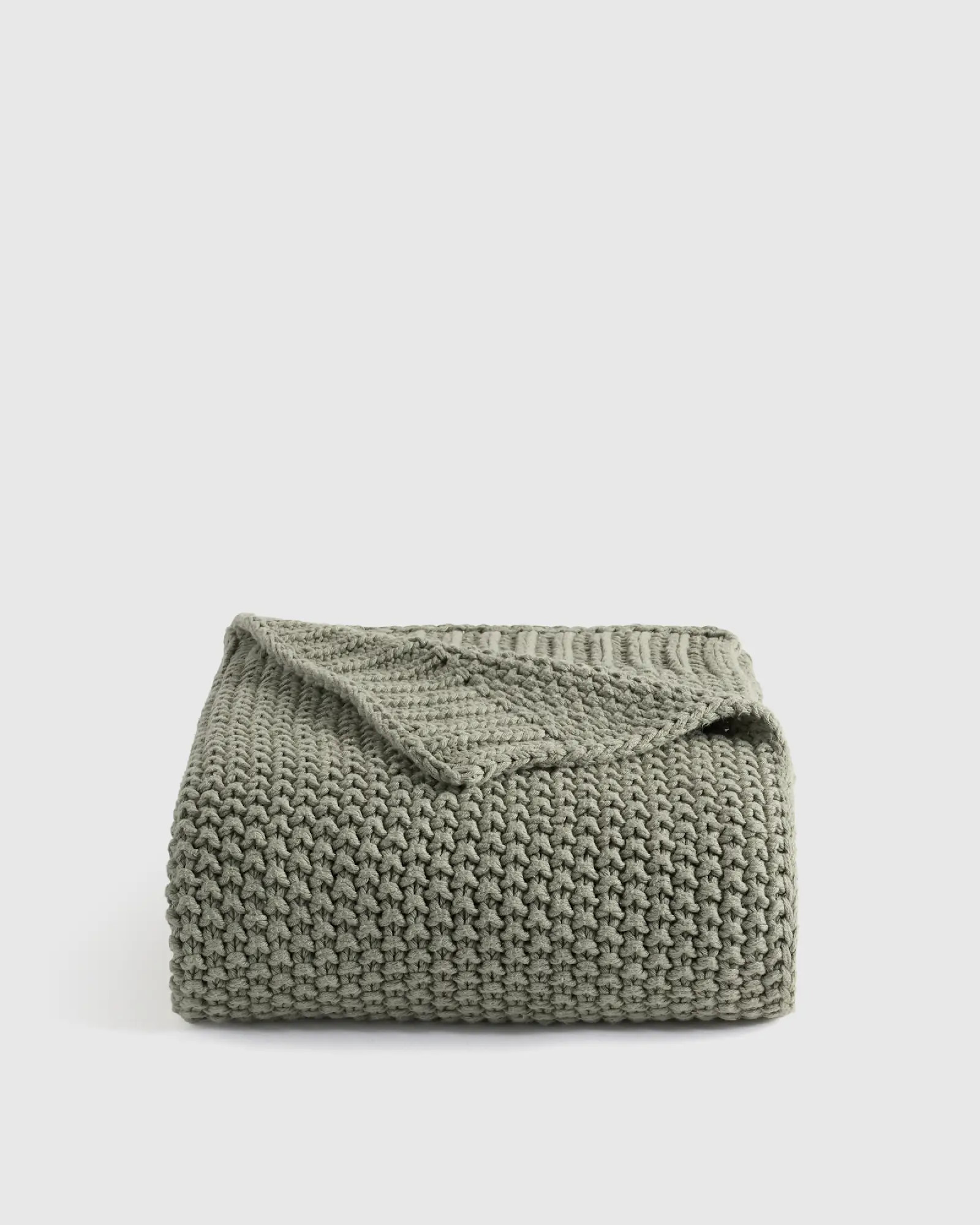 Cotton Fisherman Throw in Dried Sage | Quince