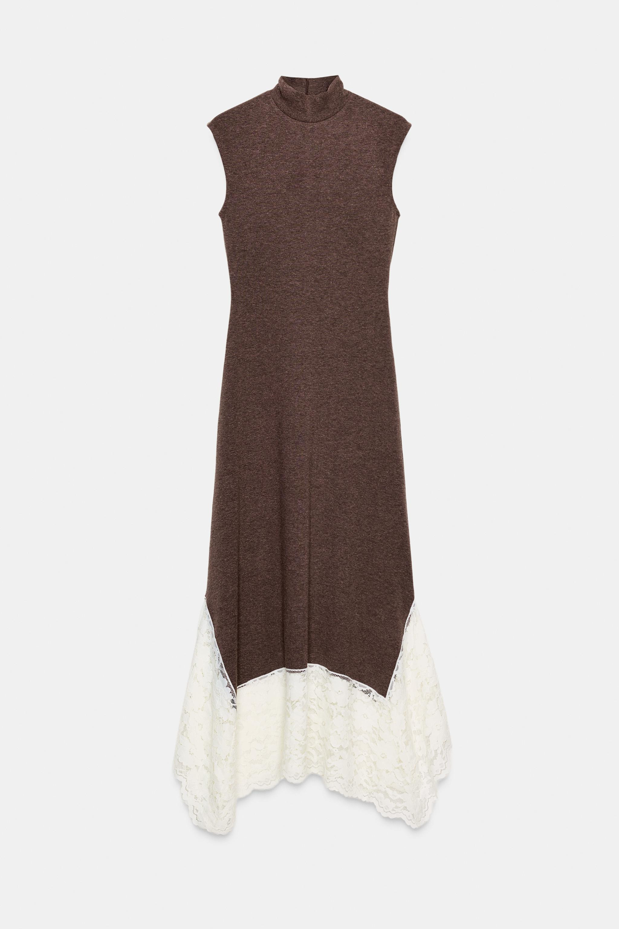 LONG COMBINATION LACE DRESS | Zara US