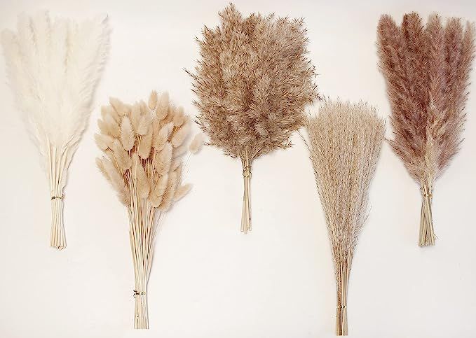 Natural Dried Pampas Grass Decor, 110 PCS Pampas Grass Contains White Bunny Tails Dried Flowers, ... | Amazon (US)