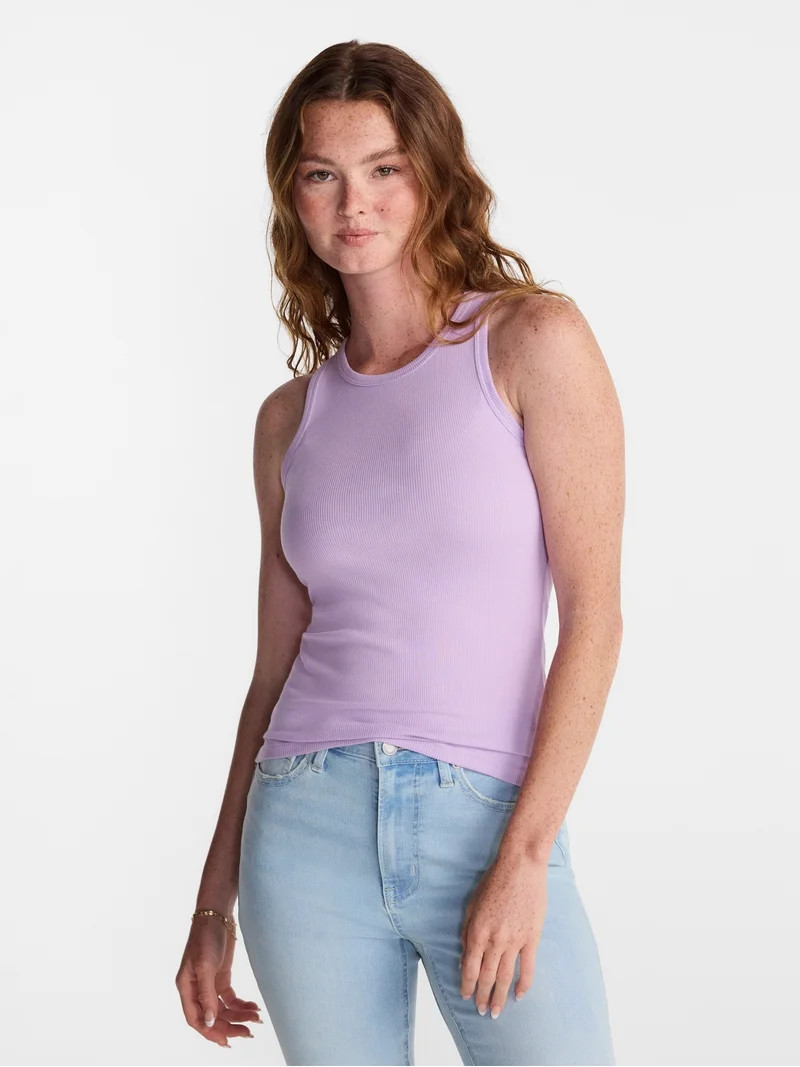 No Boundaries Ribbed High Neck Tank Top, Women's XXS-XXL | Walmart (US)