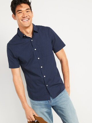 Built-In Flex Everyday Dot-Print Short-Sleeve Shirt for Men | Old Navy (US)