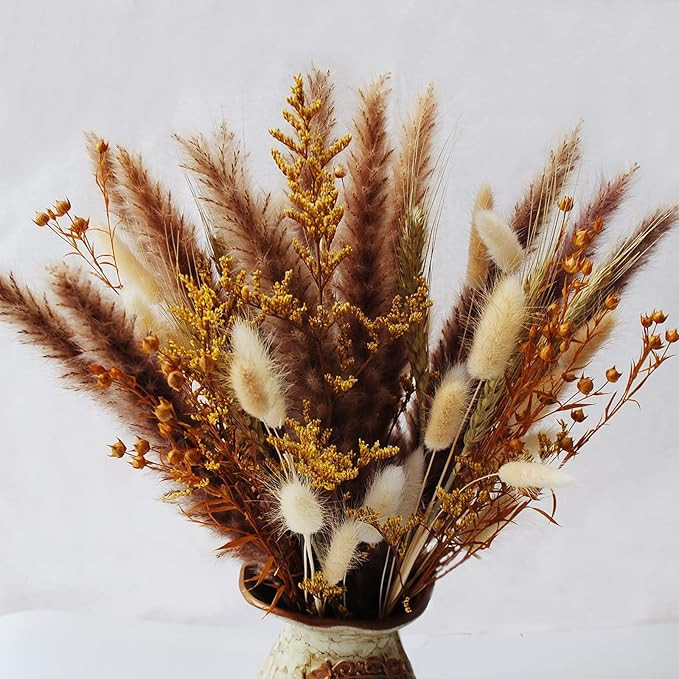 Color Life Dried Flowers Bouquets Dried Pampas Grass Rabbit Tail Grass Bouquet，55Pcs 17inch，N... | Amazon (US)