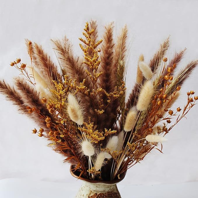 Color Life Dried Flowers Bouquets Dried Pampas Grass Rabbit Tail Grass Bouquet，55Pcs 17inch，N... | Amazon (US)