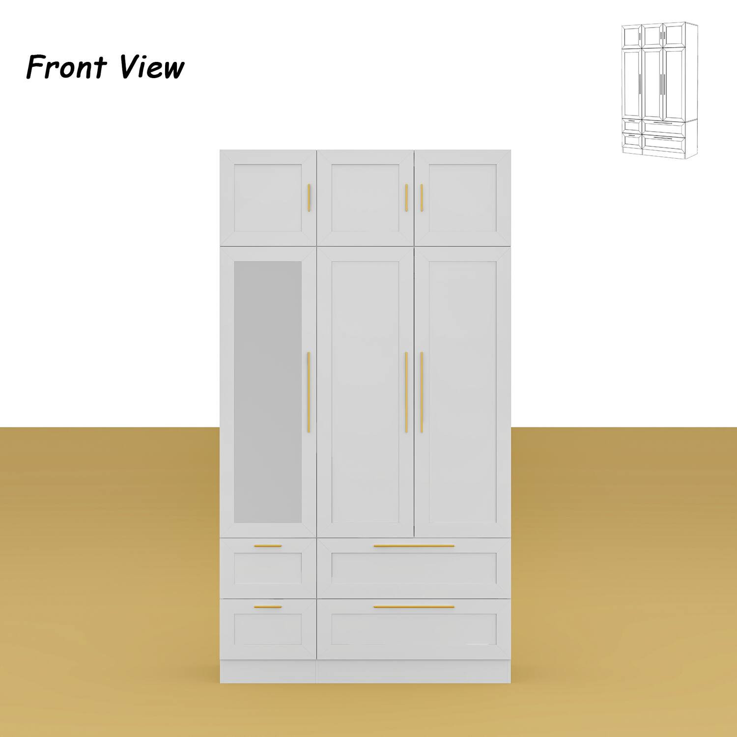 FUFU & GAGA - Wardrobe with Mirror: Stylish Storage with Safety & Function - White | Best Buy U.S.