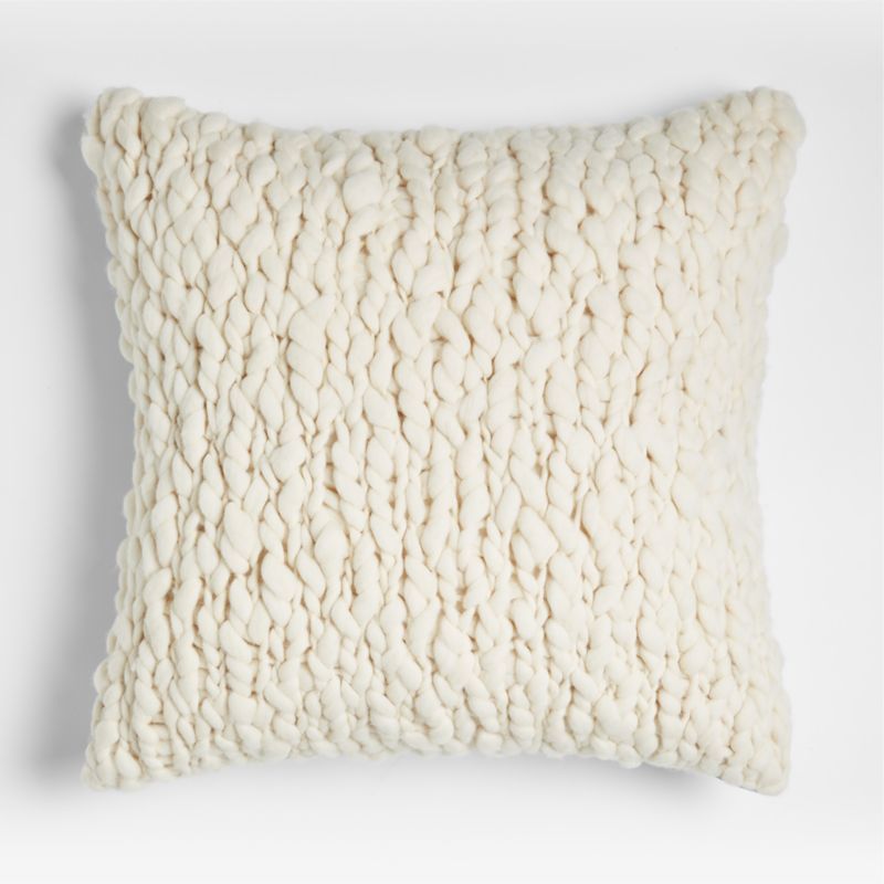 Chunky Knit 23" Cream Pillow Cover + Reviews | Crate and Barrel | Crate & Barrel