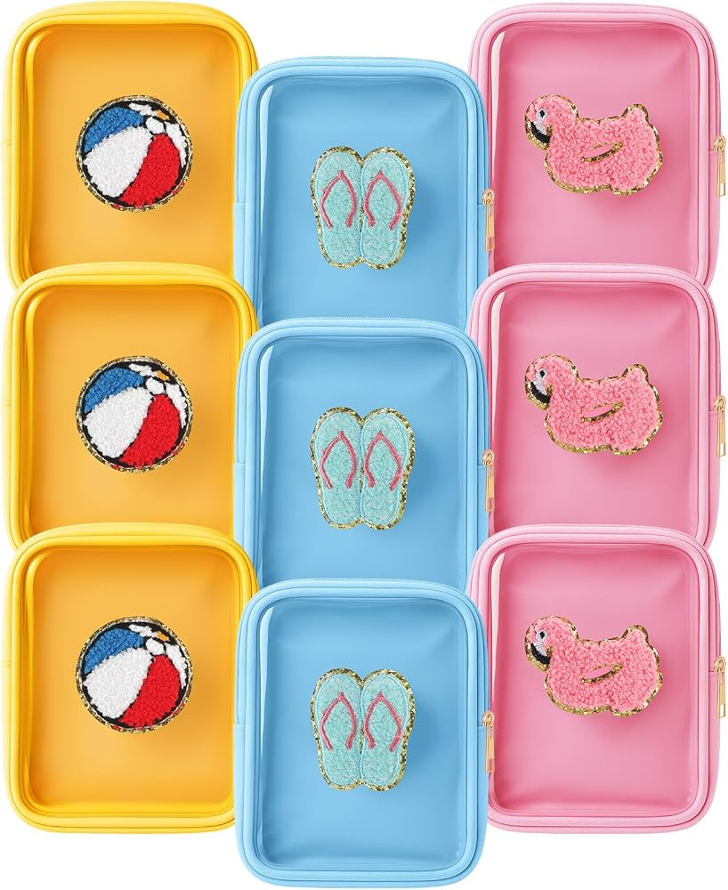9 Pcs Sunmmer Party Chenille Patches Cosmetic Bags with Zipper Funny Beach Ball Slippers\u200b Fl... | Amazon (US)