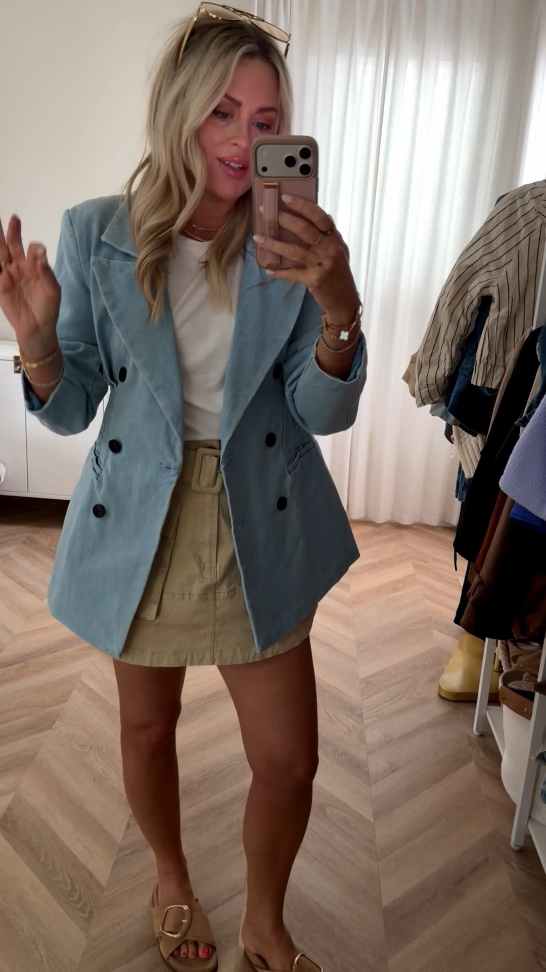 Denim blazer of the season 🤍 the cinched A-line fit is SO good. Wearing a small and planning to keep it open — if you want it closed, I’d size up. Paired with this Target skirt (true to size) and I’m obsessed. Both such good finds ✨ skirt on sale! 



spring outfit. denim blazer. target style. spring staple. a line blazer. affordable fashion. everyday outfit. skirt outfit. neutral style




#LTKootd #LTKWorkwear #LTKOver40