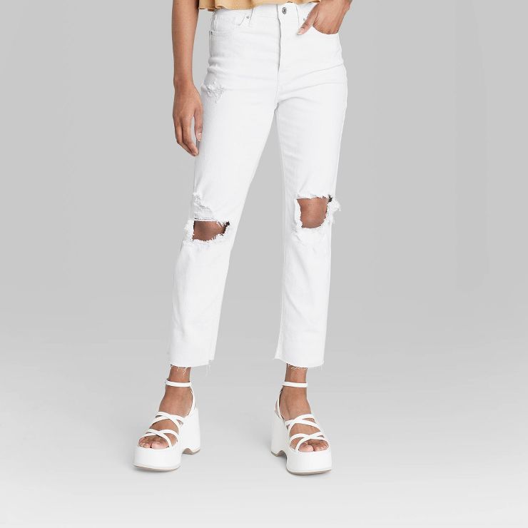 Women's Super-High Rise Slim Straight Jeans - Wild Fable™ White | Target