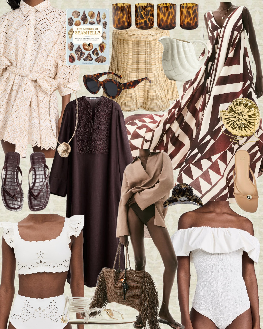 Beach vacation and summer ready in browns! 

Swimsuit sale, kaftan, flip flops, vacation outfits, caftan, swim, one piece swimsuit, shopbop, H&M, amazon finds, Anthropologie, Walmart, sunglasses, sea shell, necklaces, jewelry 

#LTKSwim #LTKShoeCrush #LTKTravel