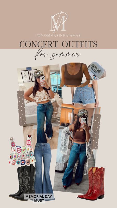 Summer concerts are already here--crazy!! Love these outfits for a show. You can never go wrong with a crop top, some denim, and cowboy boots!! petite friendly flare jeans, summer concert look, concert outfit, country concert outfit

#LTKStyleTip #LTKSeasonal #LTKFindsUnder50