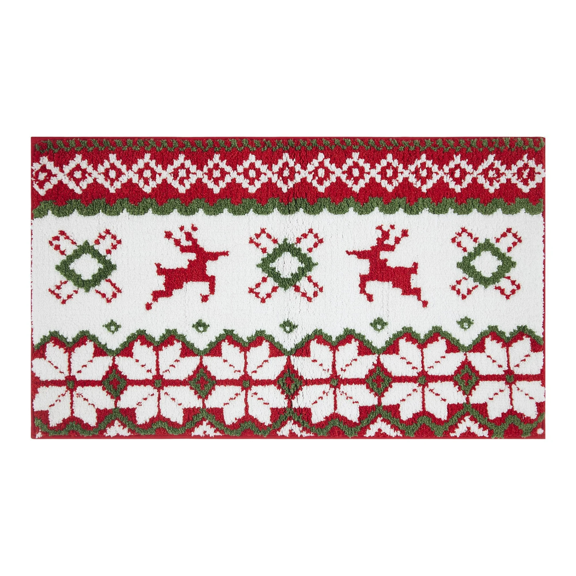 Holiday Time Multi-Color Fair Isle Deer Polyester Indoor Accent Rug 20" x 34" - Walmart.com | Walmart (US)