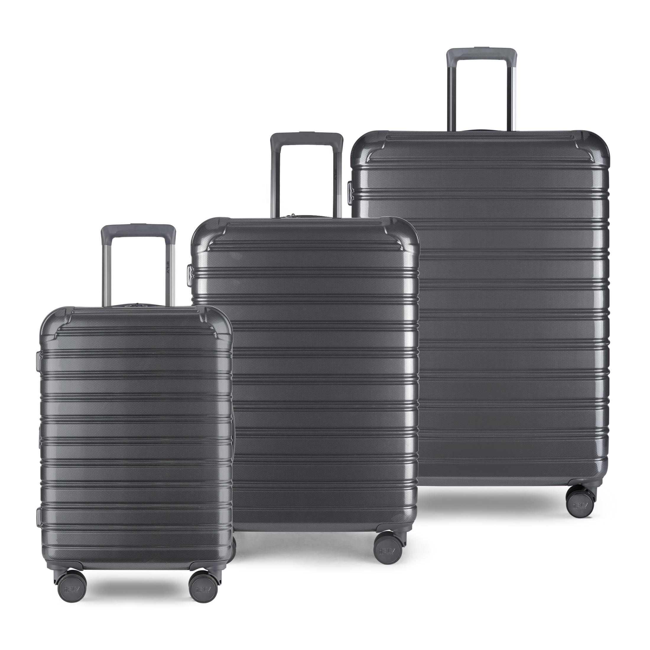 iFLY Hardside Fibertech 3.0 3 Piece Set, 20" Carry-on, 24" and 28" Checked Luggage, Gadget Gray | Walmart (US)