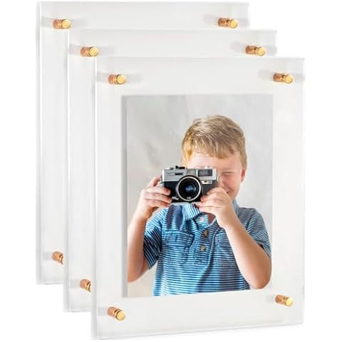 ArtToFrames Floating Acrylic Frame for Pictures Up to 11x14 inches (Full Frame is 15x18) with Gol... | Amazon (US)