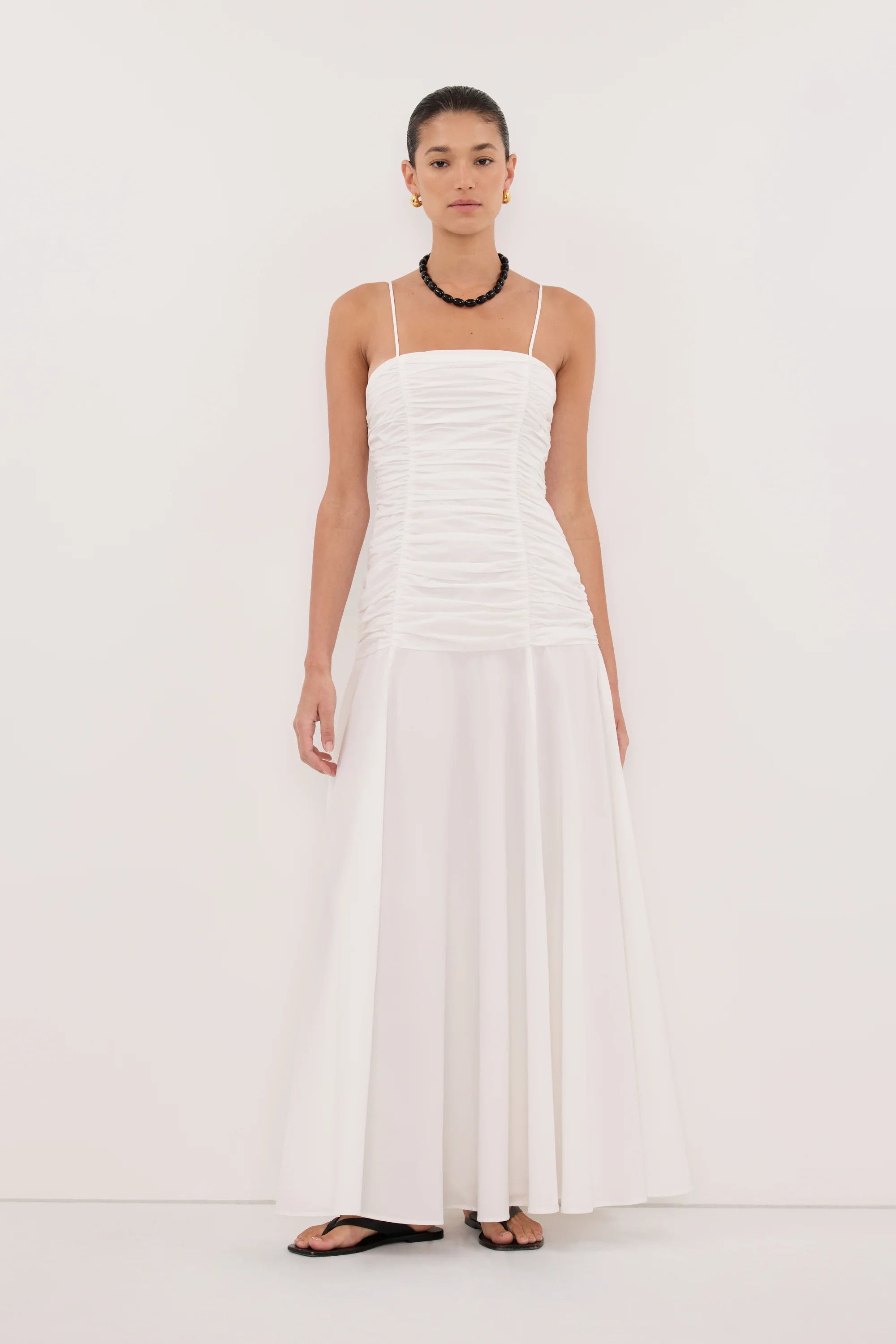 CARA WHITE POPLIN MIDI DRESS | DISSH