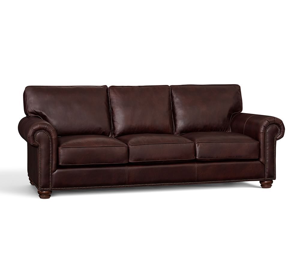 Webster Leather Sofa with Nailheads | Pottery Barn (US)