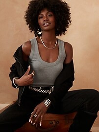 Ribbed Scoop-Neck Tank | Banana Republic Factory