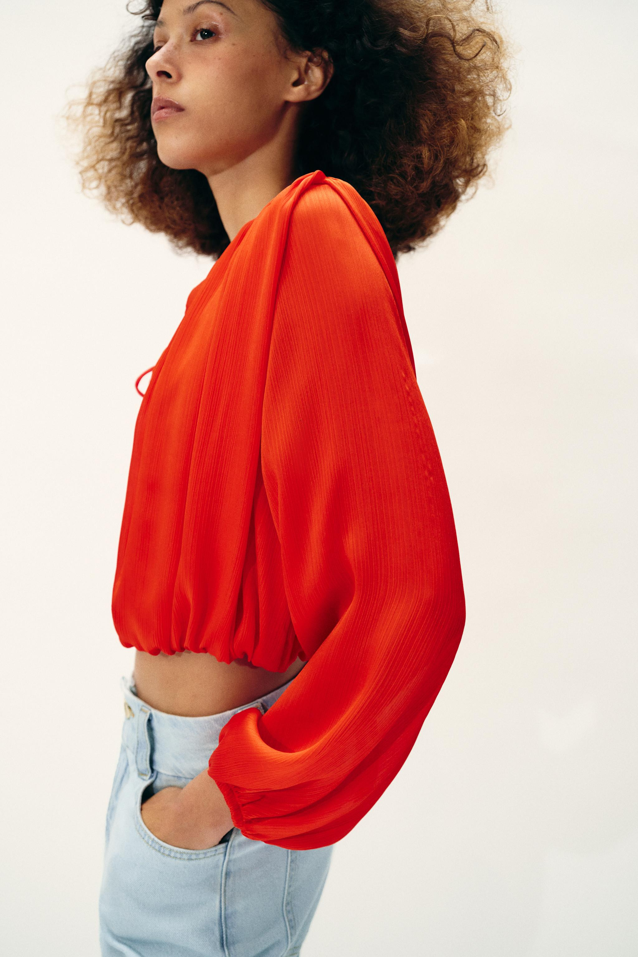 SATIN EFFECT BALLOON BLOUSE | Zara US