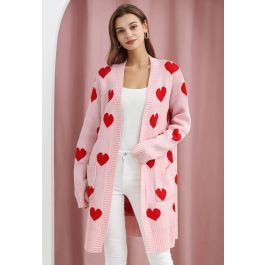 Love Embrace Open Front Knit Cardigan in Pink | Chicwish