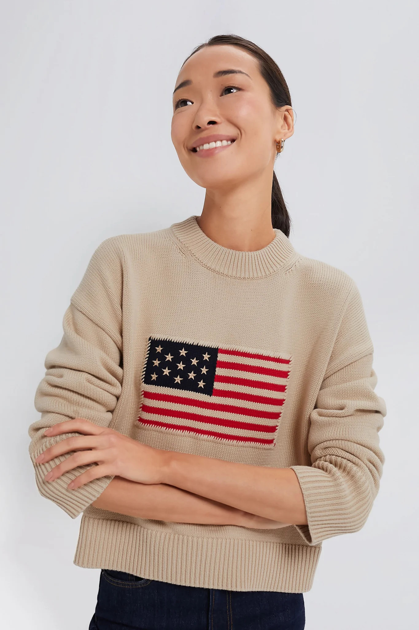 Cropped Beachwood Cotton Americana Sweater | Tuckernuck (US)