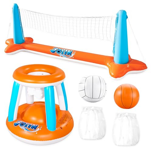 JOYIN Pool Toys Games Set-Inflatable Pool Float Set Volleyball Net & Basketball Hoops, 2 in1 Floating Swimming Game Toy, Volleyball Swimming Pool Game for Kids and Adults, Backyard Beach Summer Toys | Amazon (US)