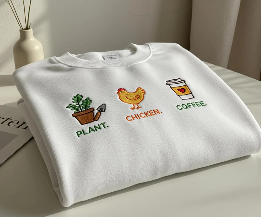 Plant Coffee Chicken Lover Embroidered Shirt, Cute Chicken Lover Gift for Chicken Mom Shirt Chick... | Etsy (US)