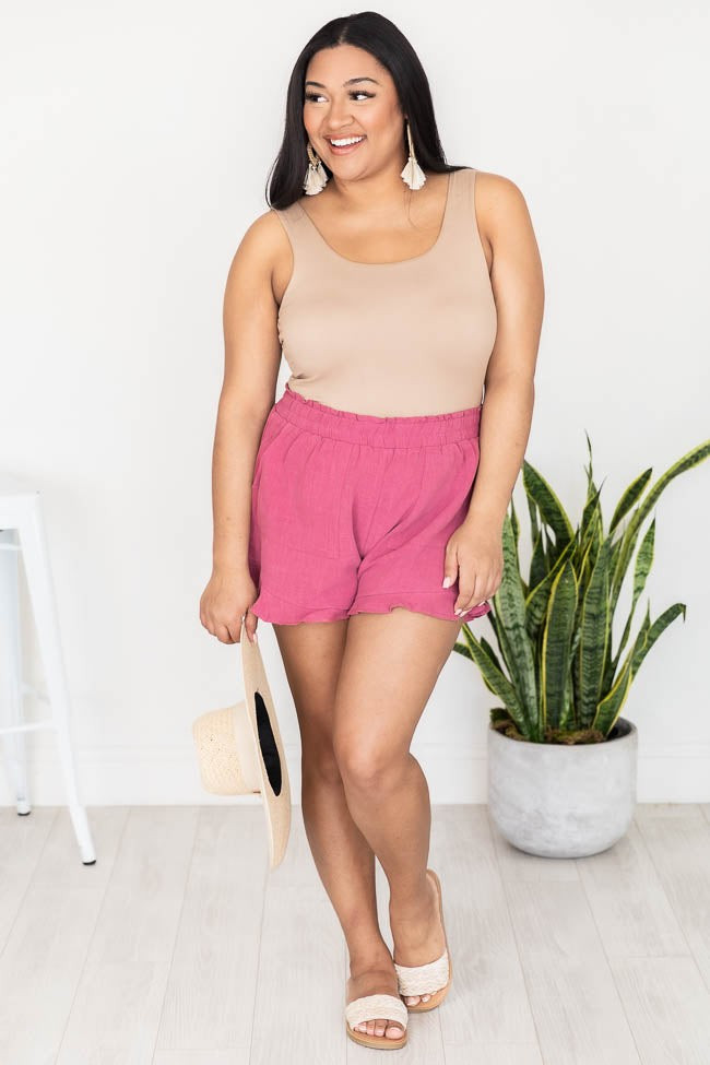 My Next Adventure Mauve Ruffle Pull On Shorts | Pink Lily