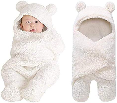 XMWEALTHY Cute Newborn Baby Boys Girls Blankets Plush Swaddle Blankets White | Amazon (US)