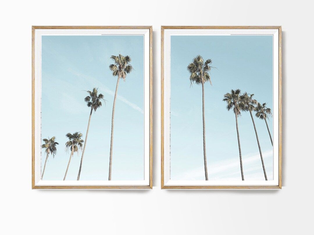 Palms Set Of 2 Print Beach Poster Set California Palms Art Tropical Beach Palm Summer Art Print M... | Etsy (US)