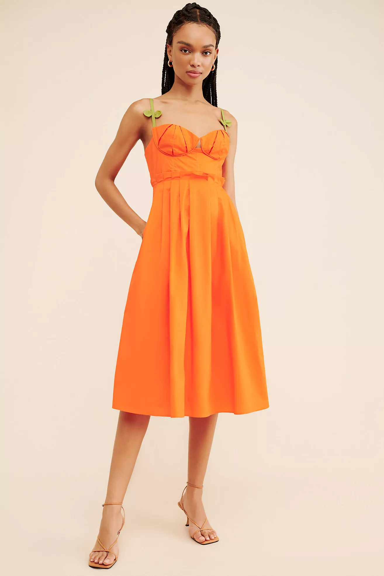 FARM Rio Corset Pleated Sleeveless Midi Dress | Anthropologie (US)