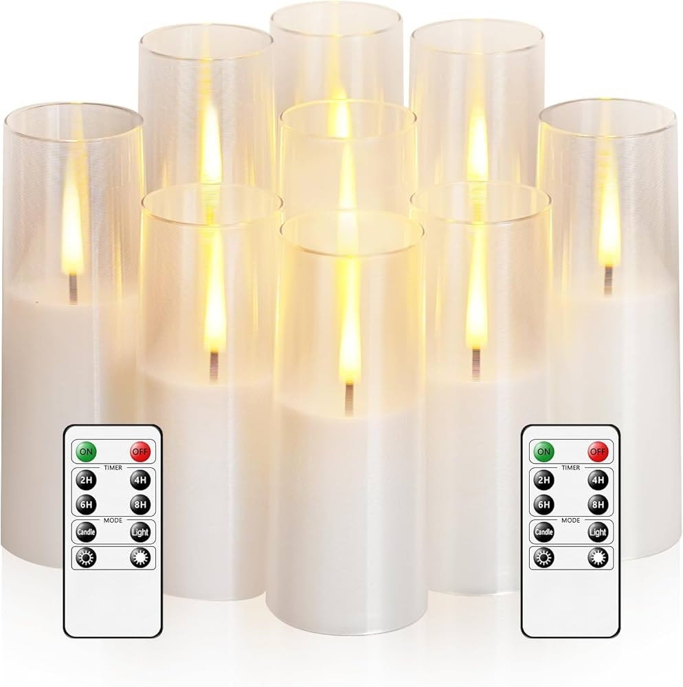 Flickering Flameless Candles,Battery Operated, Flameless Candles with Remote, 2/4/6/8 Hour Timer,... | Amazon (US)