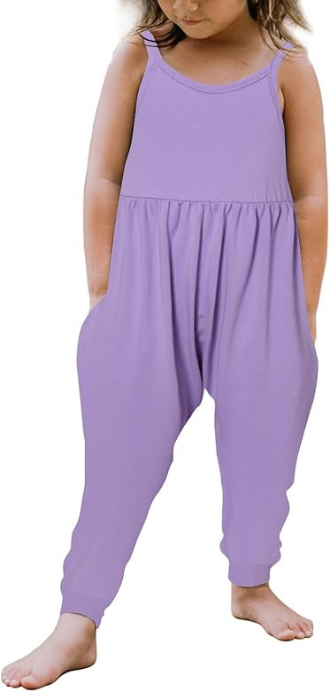 Vieille Toddler Girls Sleeveless Jumpsuits Spaghetti Strap Romper Clothes Long Pants with Pockets... | Amazon (US)