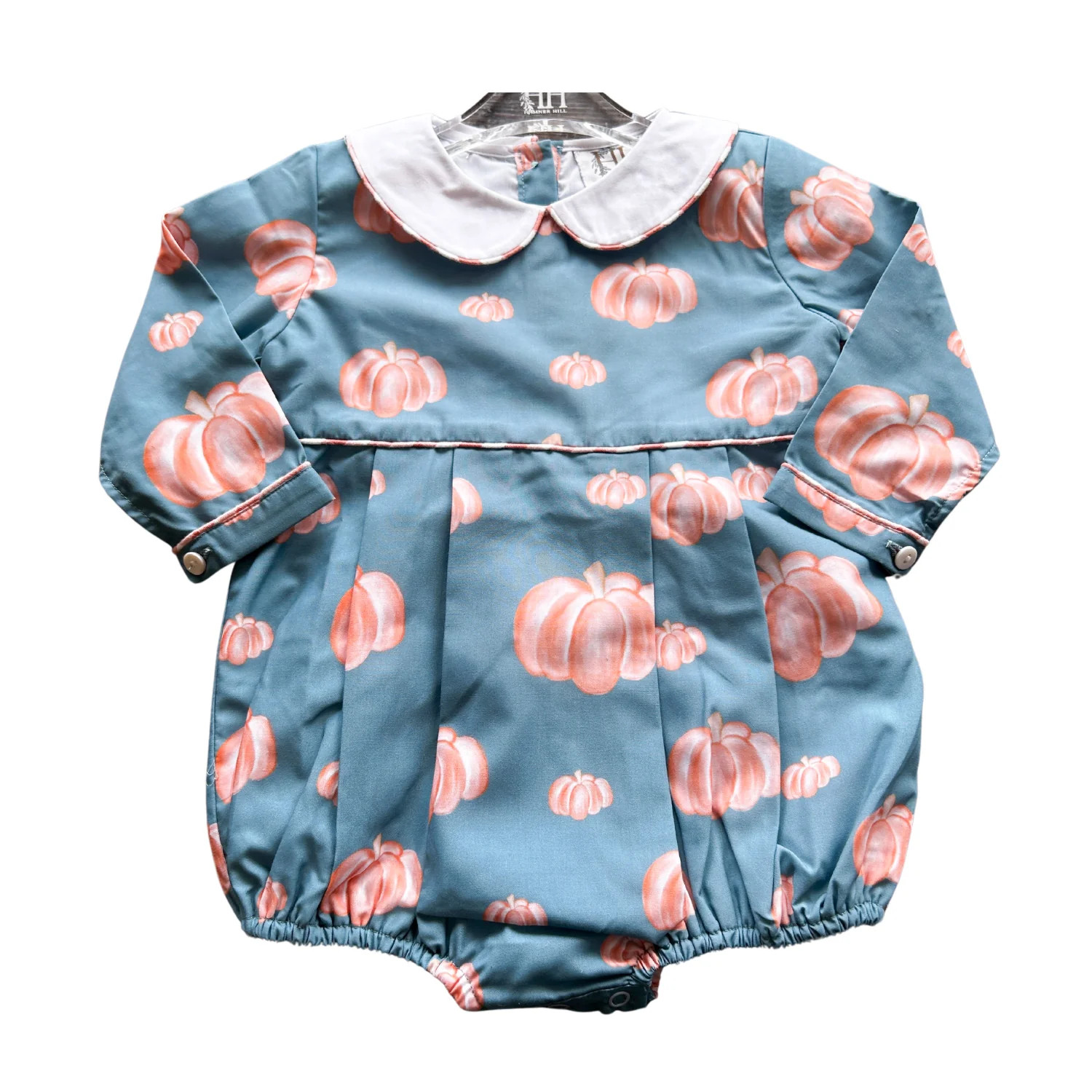 Boys Blue Pumpkin Long Sleeve Bubble | Hamner Hill