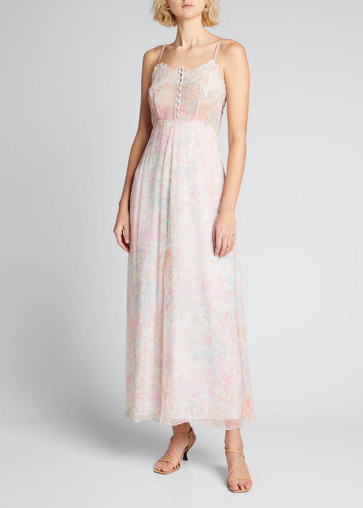 Elma Floral Slip Dress with Lace | Bergdorf Goodman