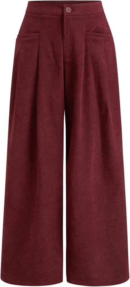 CIDER Women's Wide Leg Pants Mid Waist Loose Fit Casual Going Out Trousers Trendy Winter Fall Fas... | Amazon (US)