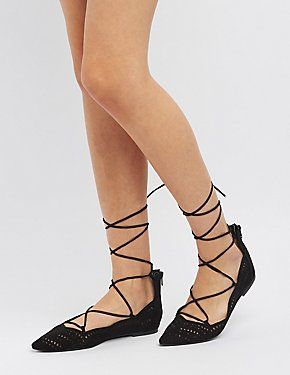 Qupid Laser-Cut Pointed Toe Flats | Charlotte Russe